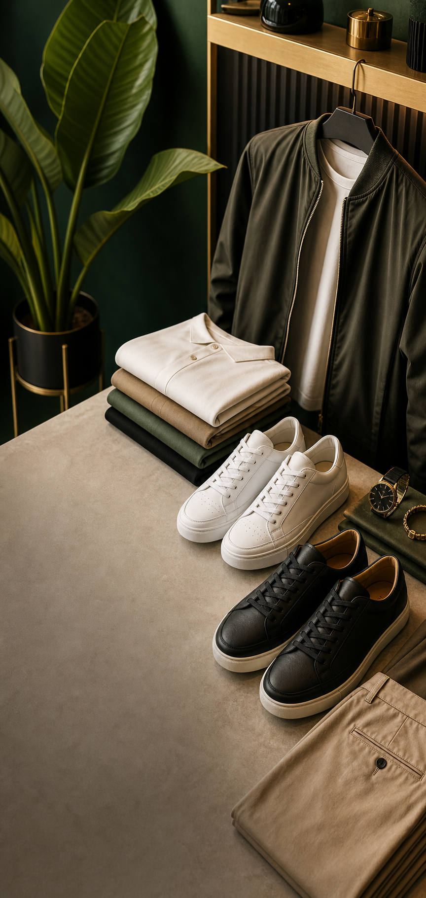 Premium clothing and sneakers displayed for sale
